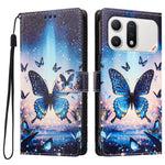 For Honor Win Turbo 5G Cover Mønstret PU Læder Flip Cover med Kortholder og Håndledsrem