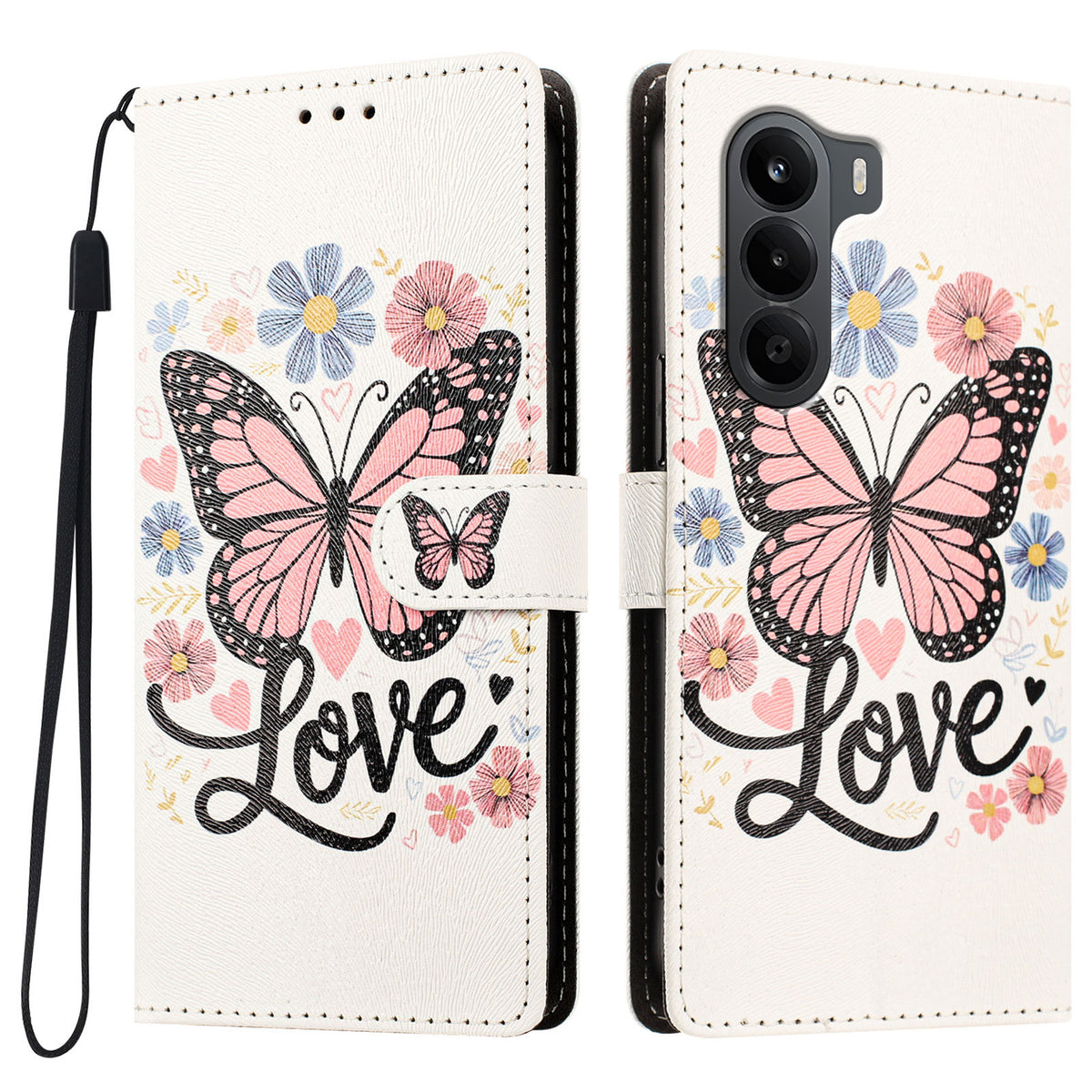 For OnePlus Turbo 6X 5G Case Pattern Printed PU Leather Flip Wallet Phone Cover with Wrist Strap