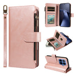 For Xiaomi 17T Leather Case 9 Card Slots Zipper Pocket Phone Cover with Wrist Strap
