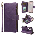For Samsung Galaxy S25 Edge Leather Case 9 Card Slots Zipper Pocket Phone Cover with Wrist Strap