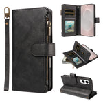 For Samsung Galaxy S25 Edge Leather Case 9 Card Slots Zipper Pocket Phone Cover with Wrist Strap
