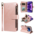 For Xiaomi 17T Pro Leather Case 9 Card Slots Zipper Pocket Phone Cover with Wrist Strap