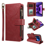 For Xiaomi 17T Pro Leather Case 9 Card Slots Zipper Pocket Phone Cover with Wrist Strap