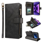 For Xiaomi 17T Pro Leather Case 9 Card Slots Zipper Pocket Phone Cover with Wrist Strap