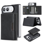 For iPhone Fold Magnetic Case Tri-fold Card Bag Kickstand PU Leather Coated TPU Cover