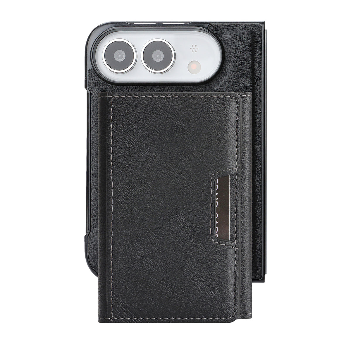 For iPhone Fold Magnetic Case Tri-fold Card Bag Kickstand PU Leather Coated TPU Cover
