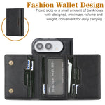 For iPhone Fold Magnetic Case Tri-fold Card Bag Kickstand PU Leather Coated TPU Cover
