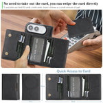 For iPhone Fold Magnetic Case Tri-fold Card Bag Kickstand PU Leather Coated TPU Cover