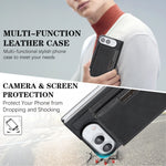 For iPhone Fold Magnetic Case Tri-fold Card Bag Kickstand PU Leather Coated TPU Cover