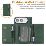 For iPhone Fold Magnetic Case Tri-fold Card Bag Kickstand PU Leather Coated TPU Cover