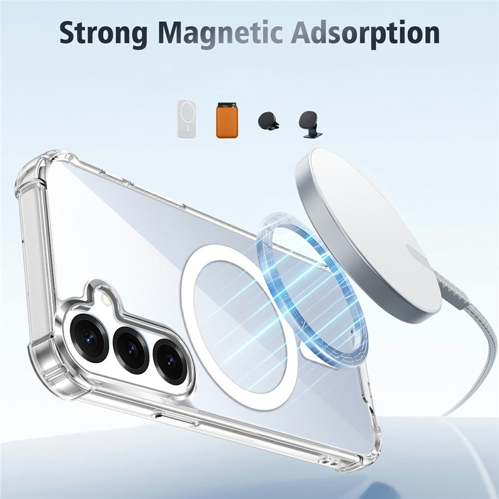 Samsung Galaxy S26+ Magnetiskt skal Fyra hörn Fallskydd TPU + PC Genomskinligt mobilskal