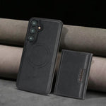 For Samsung Galaxy S26+ Magnetic Case Tri-fold Card Bag Kickstand PU Leather Coated TPU Cover