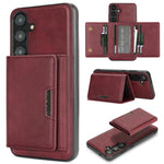 For Samsung Galaxy S26+ Magnetic Case Tri-fold Card Bag Kickstand PU Leather Coated TPU Cover