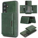 For Samsung Galaxy S26+ Magnetic Case Tri-fold Card Bag Kickstand PU Leather Coated TPU Cover