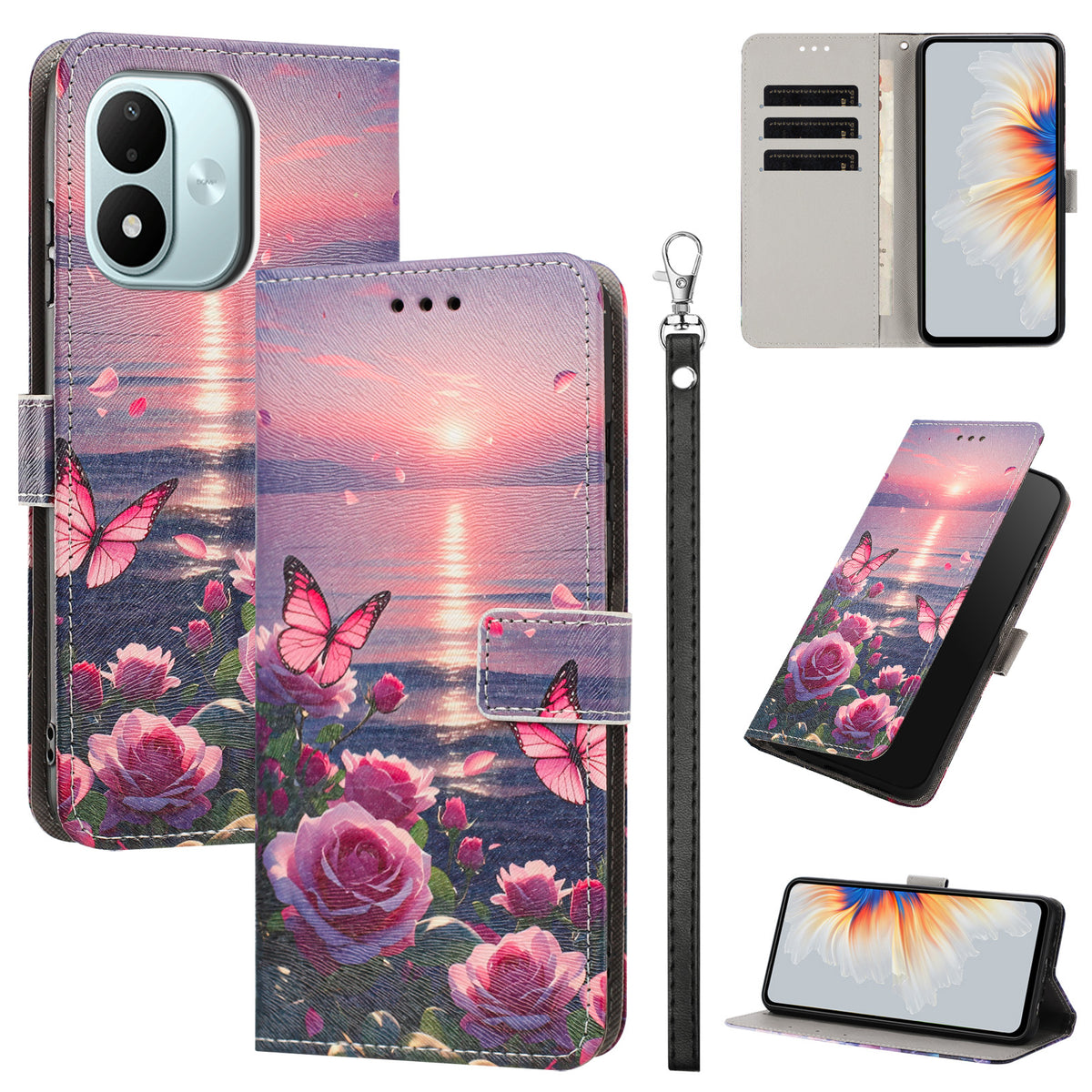 For Xiaomi Redmi Note 17 4G (Global) / Note 17 5G (Global) / Note 17 (India / China) 5G Case Pattern Printing PU Leather Flip Wallet Phone Cover with Wrist Strap