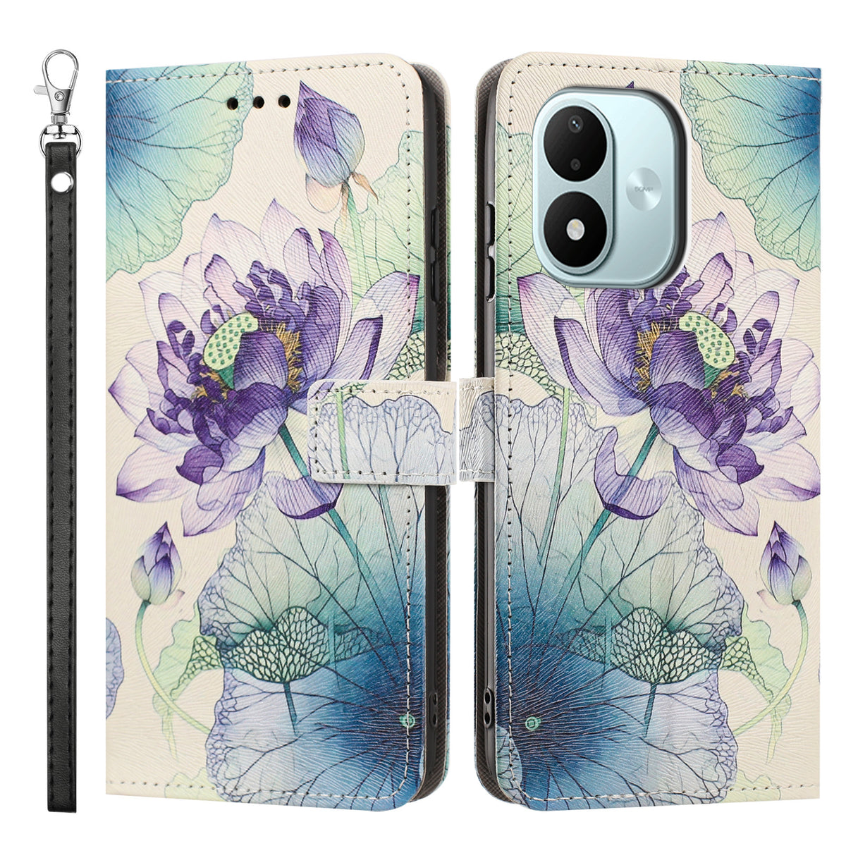 For Xiaomi Redmi Note 17 4G (Global) / Note 17 5G (Global) / Note 17 (India / China) 5G Case Pattern Printing PU Leather Flip Wallet Phone Cover with Wrist Strap