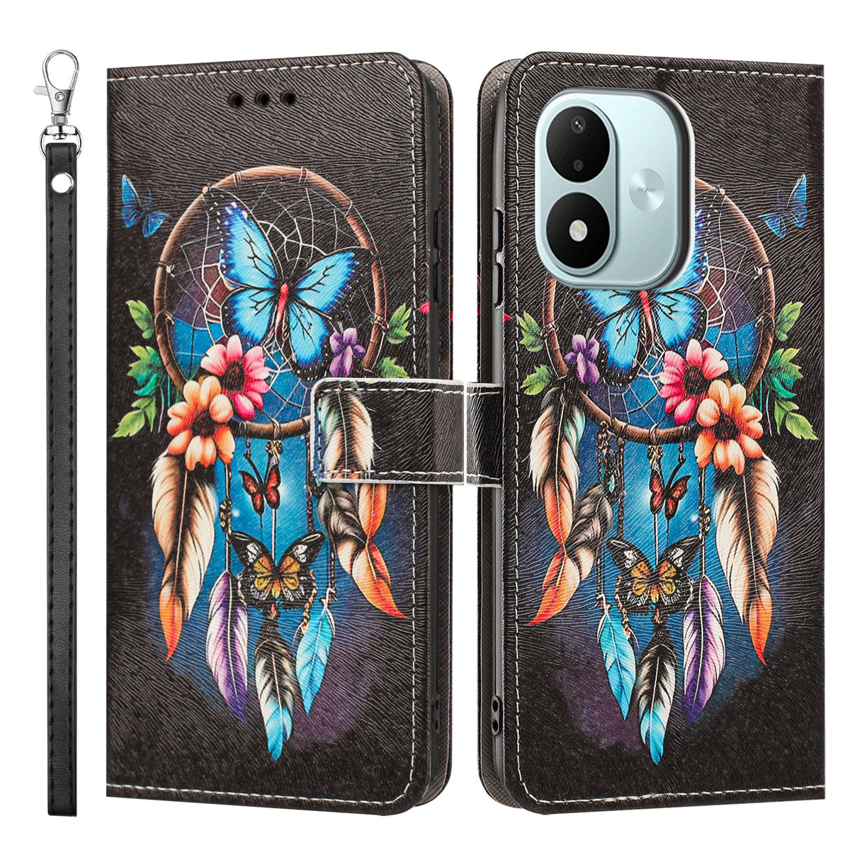 For Xiaomi Redmi Note 17 4G (Global) / Note 17 5G (Global) / Note 17 (India / China) 5G Case Pattern Printing PU Leather Flip Wallet Phone Cover with Wrist Strap