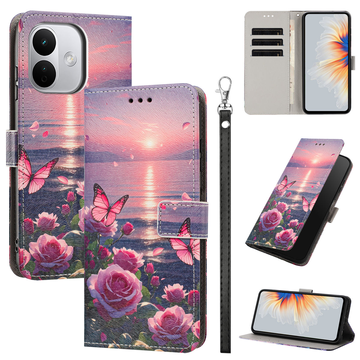 For Xiaomi Redmi Note 17 Pro 5G Case Pattern Printing PU Leather Flip Wallet Phone Cover with Wrist Strap