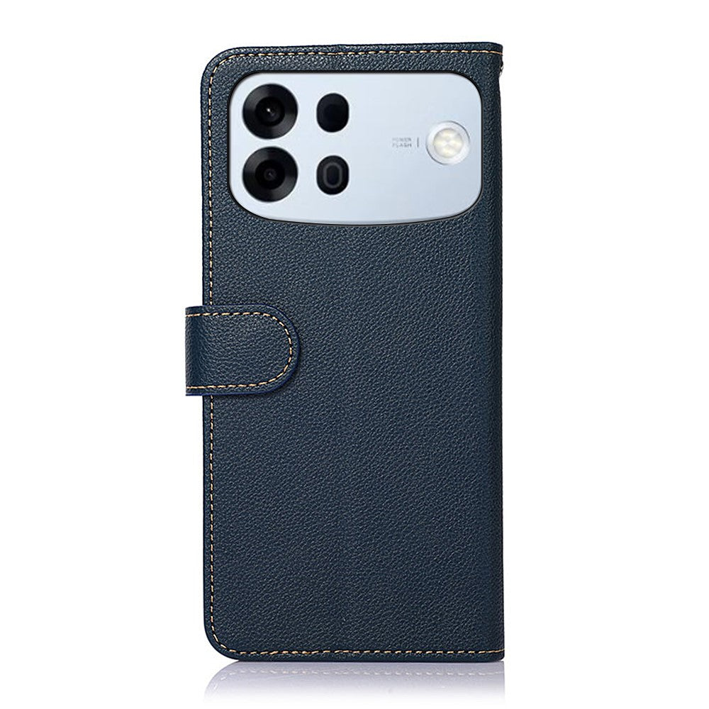 KHAZNEH Til Oppo A7 Pro Max 5G Etui RFID-blokerende pung Litchi-tekstur PU-læder telefoncover med rem