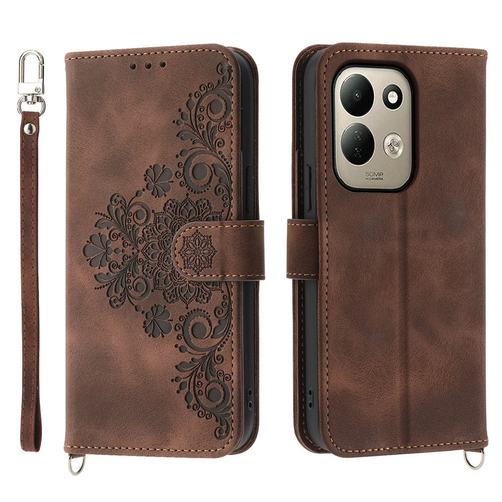 For Xiaomi Redmi 17 4G  /  Redmi 17 5G Wallet Case Flower Pattern PU Leather Phone Cover with Strap