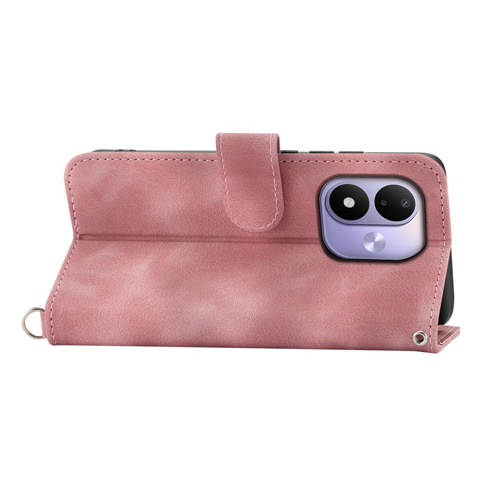 For Xiaomi Redmi Note 17 4G (Global) / Note 17 5G (Global) / Note 17 (India / China) 5G Wallet Case Flower Pattern PU Leather Phone Cover with Strap