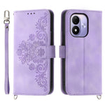For Xiaomi Redmi Note 17 4G (Global) / Note 17 5G (Global) / Note 17 (India / China) 5G Wallet Case Flower Pattern PU Leather Phone Cover with Strap