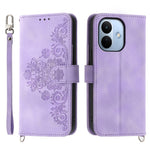For Xiaomi Redmi Note 17 Pro 5G Wallet Case Flower Pattern PU Leather Phone Cover with Strap