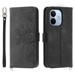 For Xiaomi Redmi Note 17 Pro Max 5G Wallet Case Flower Pattern PU Leather Phone Cover with Strap