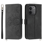 For Xiaomi Redmi Note 17 Pro Max 5G Wallet Case Flower Pattern PU Leather Phone Cover with Strap