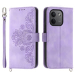 For Xiaomi Redmi Note 17 Pro Max 5G Wallet Case Flower Pattern PU Leather Phone Cover with Strap