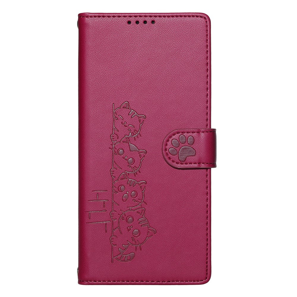 For Xiaomi Redmi Note 17 Pro 5G Case Adorable Cat Pattern PU Leather Wallet Phone Cover with Wrist Strap