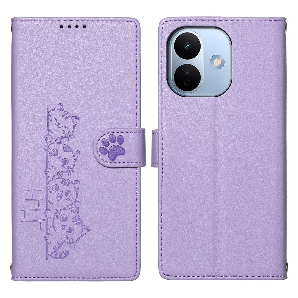 For Xiaomi Redmi Note 17 Pro Max 5G Case Adorable Cat Pattern PU Leather Wallet Phone Cover with Wrist Strap