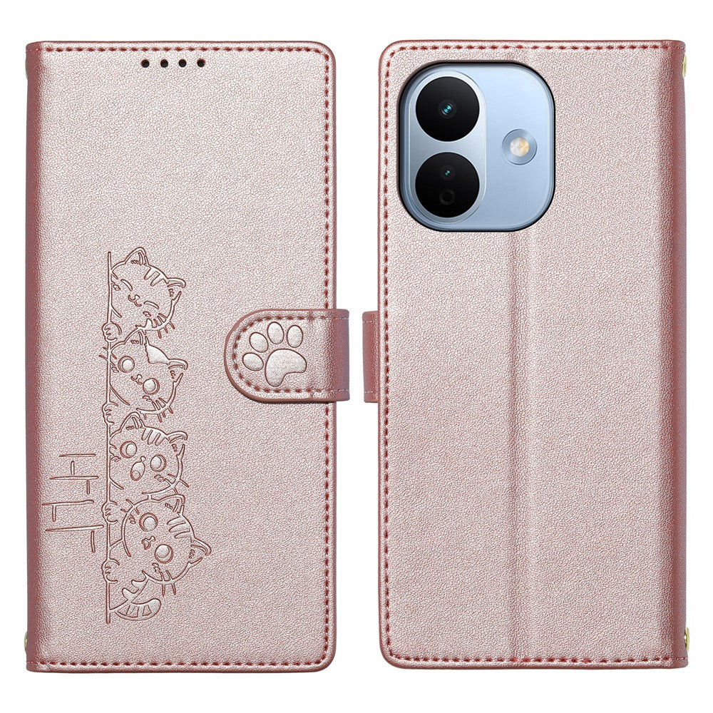 For Xiaomi Redmi Note 17 Pro Max 5G Case Adorable Cat Pattern PU Leather Wallet Phone Cover with Wrist Strap