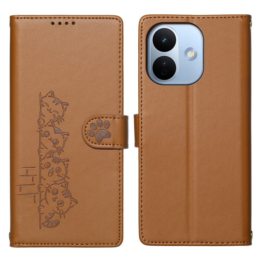 For Xiaomi Redmi Note 17 Pro Max 5G Case Adorable Cat Pattern PU Leather Wallet Phone Cover with Wrist Strap