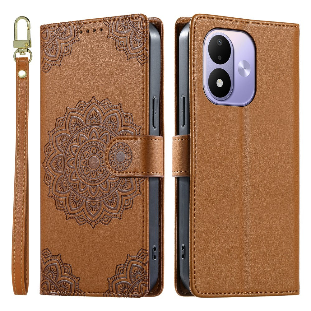 For Xiaomi Redmi Note 17 4G (Global) / Note 17 5G (Global) / Note 17 (India / China) 5G Case Embossed Totem Leather Flip Wallet Phone Cover with Wrist Strap