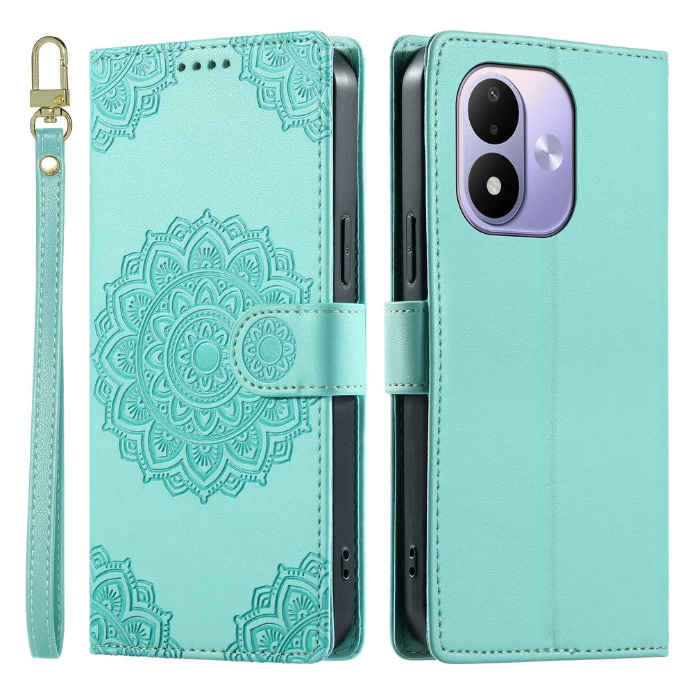 For Xiaomi Redmi Note 17 4G (Global) / Note 17 5G (Global) / Note 17 (India / China) 5G Case Embossed Totem Leather Flip Wallet Phone Cover with Wrist Strap