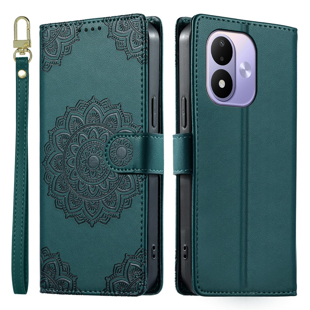 For Xiaomi Redmi Note 17 4G (Global) / Note 17 5G (Global) / Note 17 (India / China) 5G Case Embossed Totem Leather Flip Wallet Phone Cover with Wrist Strap