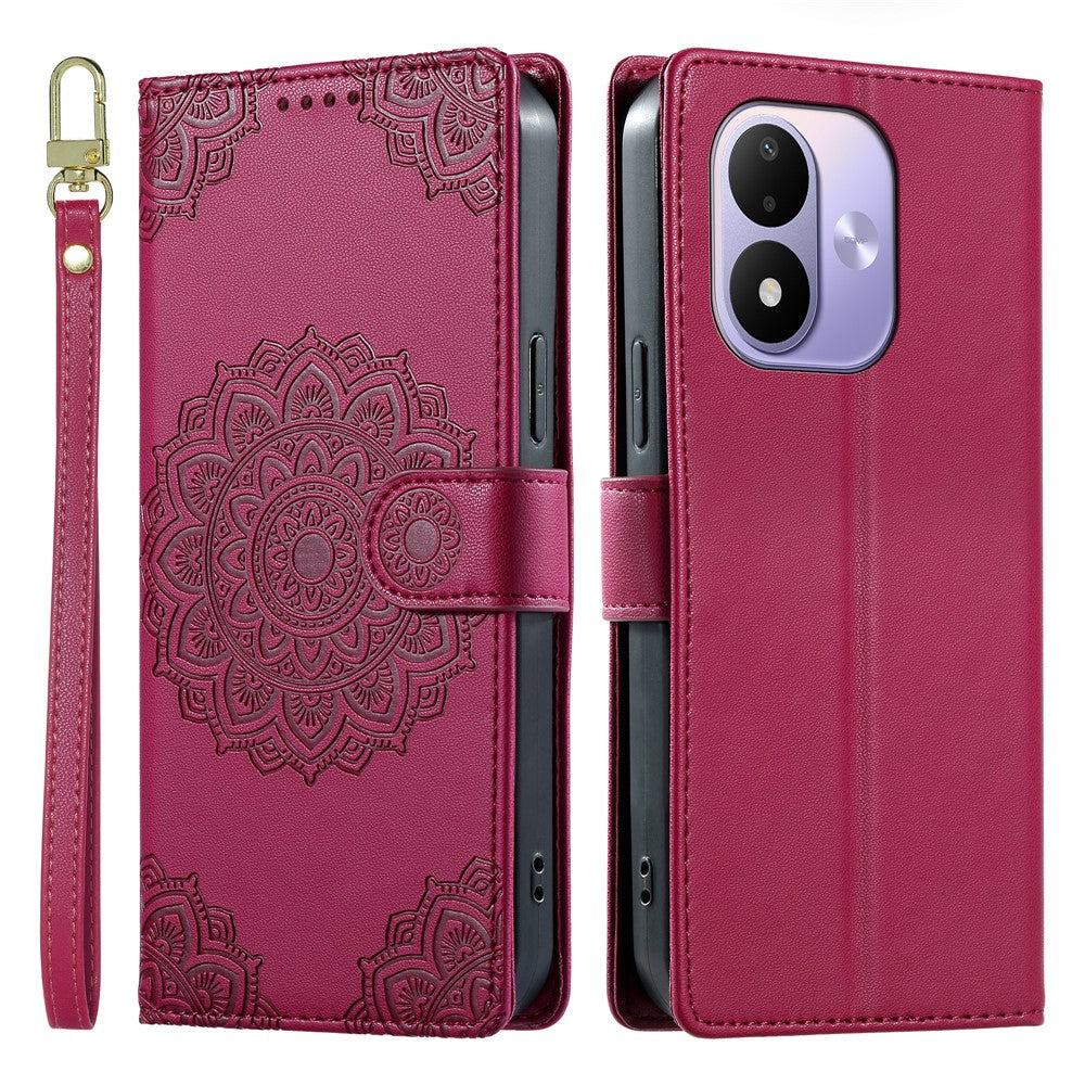 For Xiaomi Redmi Note 17 4G (Global) / Note 17 5G (Global) / Note 17 (India / China) 5G Case Embossed Totem Leather Flip Wallet Phone Cover with Wrist Strap