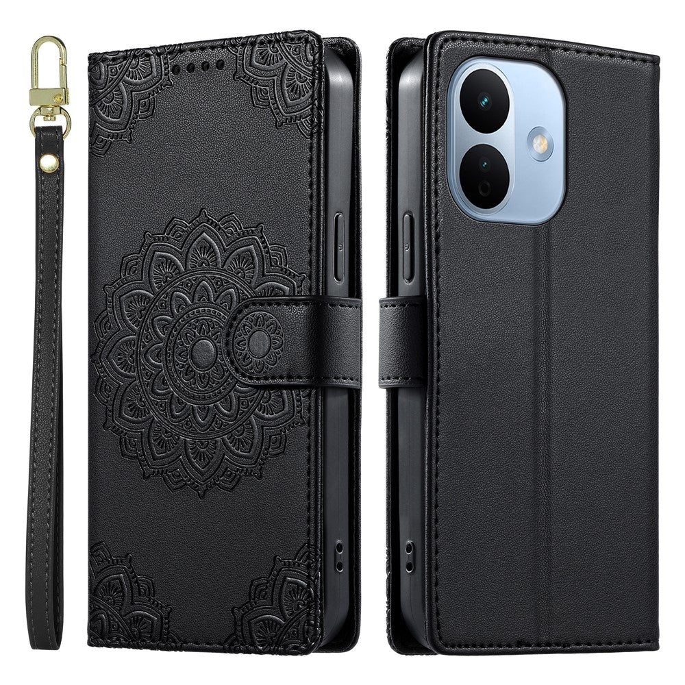 For Xiaomi Redmi Note 17 Pro 5G Case Embossed Totem Leather Flip Wallet Phone Cover with Wrist Strap