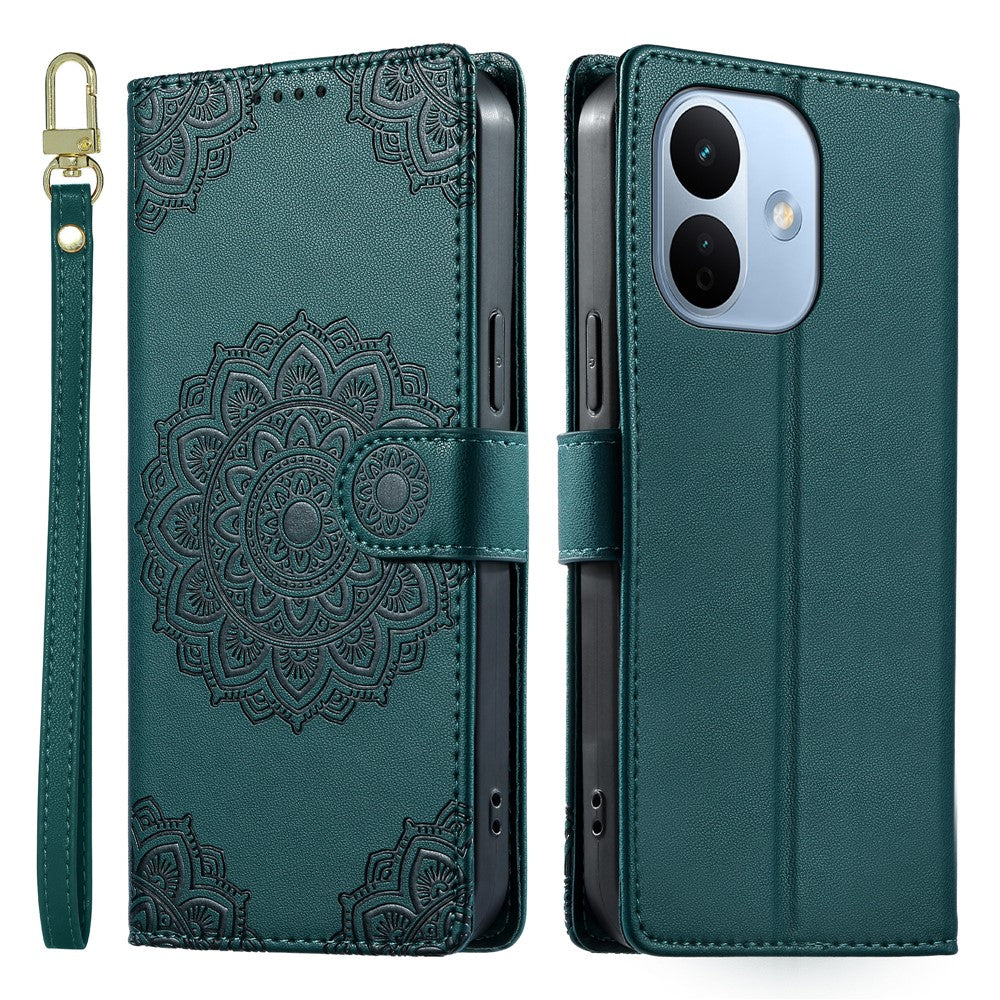 For Xiaomi Redmi Note 17 Pro 5G Case Embossed Totem Leather Flip Wallet Phone Cover with Wrist Strap