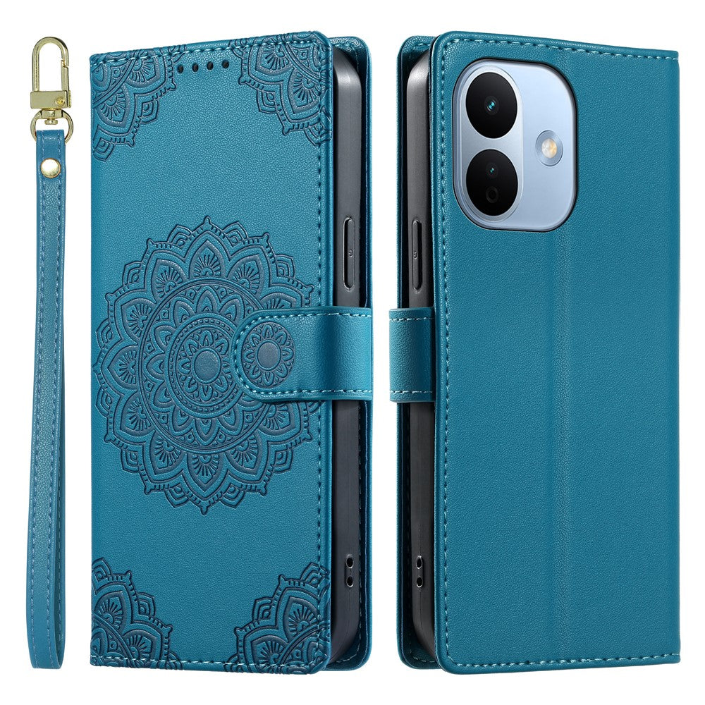 For Xiaomi Redmi Note 17 Pro 5G Case Embossed Totem Leather Flip Wallet Phone Cover with Wrist Strap