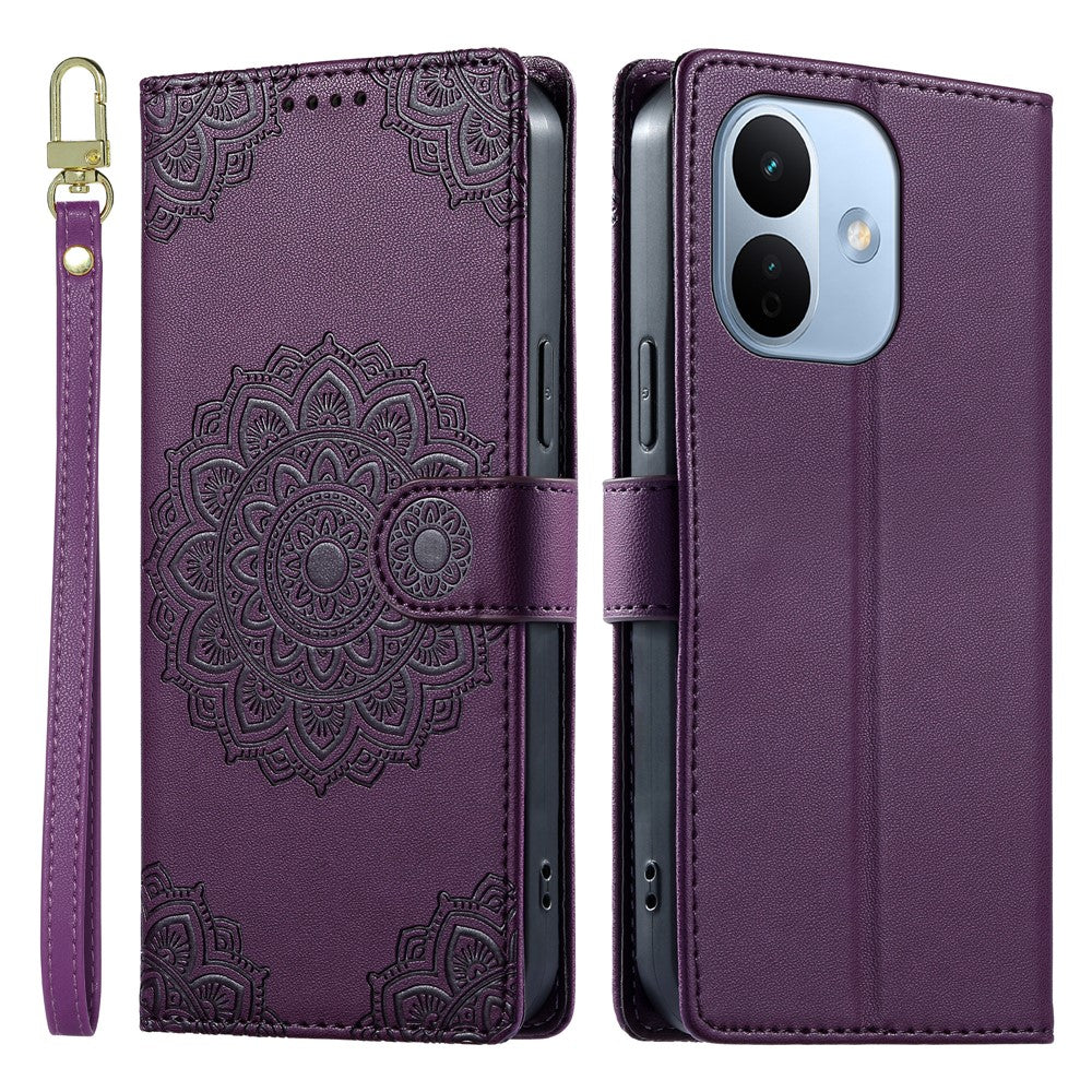 For Xiaomi Redmi Note 17 Pro 5G Case Embossed Totem Leather Flip Wallet Phone Cover with Wrist Strap
