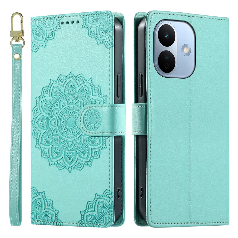For Xiaomi Redmi Note 17 Pro 5G Case Embossed Totem Leather Flip Wallet Phone Cover with Wrist Strap