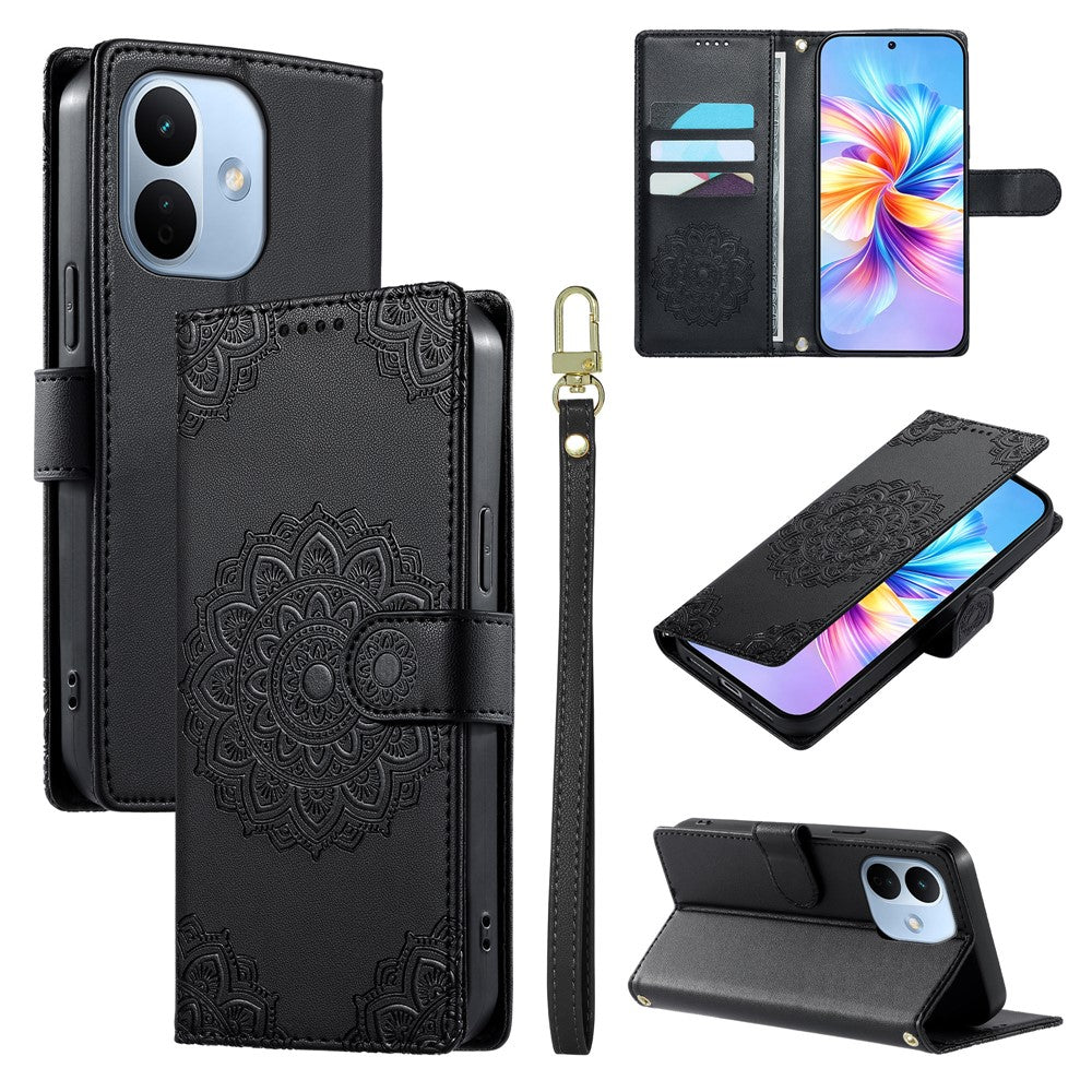 For Xiaomi Redmi Note 17 Pro Max 5G Case Embossed Totem Leather Flip Wallet Phone Cover with Wrist Strap