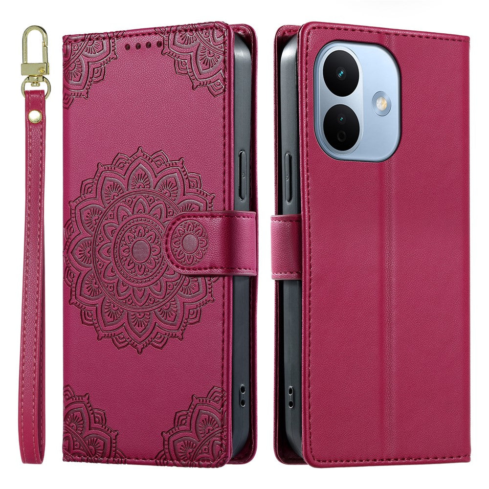 For Xiaomi Redmi Note 17 Pro Max 5G Case Embossed Totem Leather Flip Wallet Phone Cover with Wrist Strap