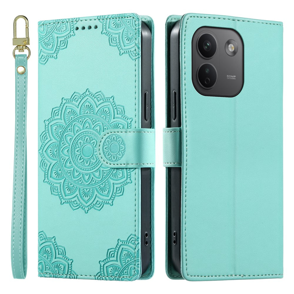 Xiaomi Redmi Note 17 Pro Max 5G-skal Präglat Totem-läderflipfodral med handledsrem