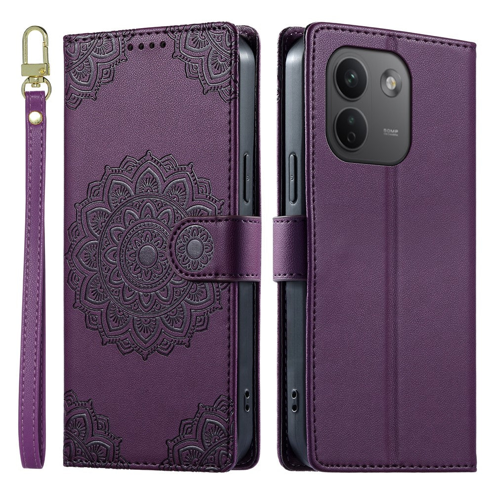 Xiaomi Redmi Note 17 Pro Max 5G-skal Präglat Totem-läderflipfodral med handledsrem
