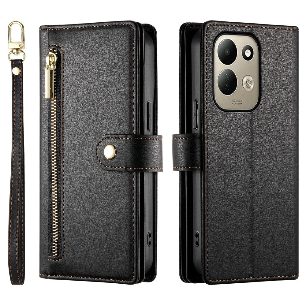 For Xiaomi Redmi 17 4G  /  Redmi 17 5G Leather Case Zipper Pocket Wallet Phone Cover with Straps