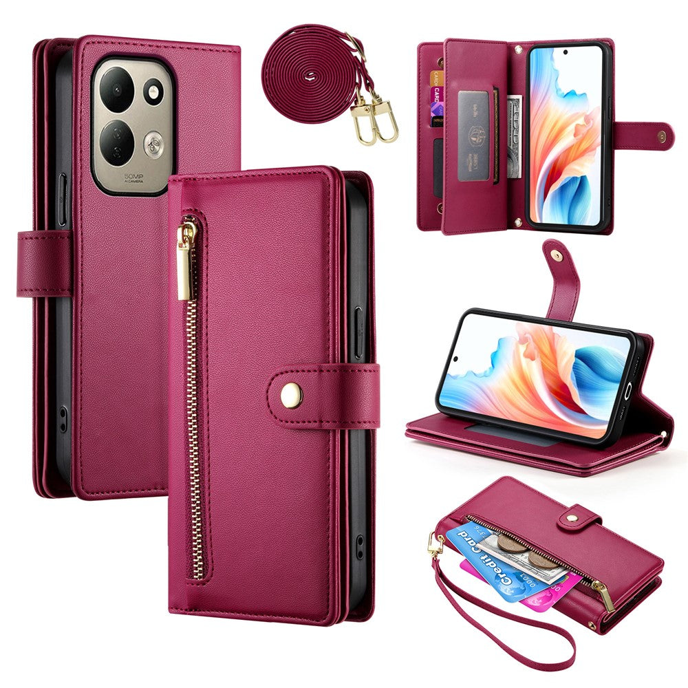 For Xiaomi Redmi 17 4G  /  Redmi 17 5G Leather Case Zipper Pocket Wallet Phone Cover with Straps