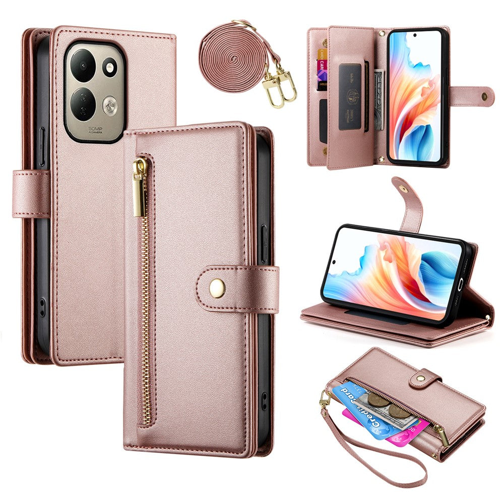 For Xiaomi Redmi 17 4G  /  Redmi 17 5G Leather Case Zipper Pocket Wallet Phone Cover with Straps